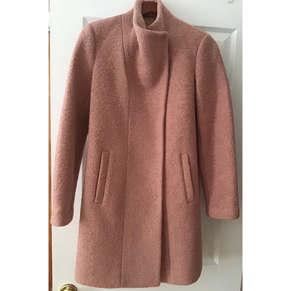 Kenneth Cole Asymmetrical Boucle Knit Wool Coat Size XS